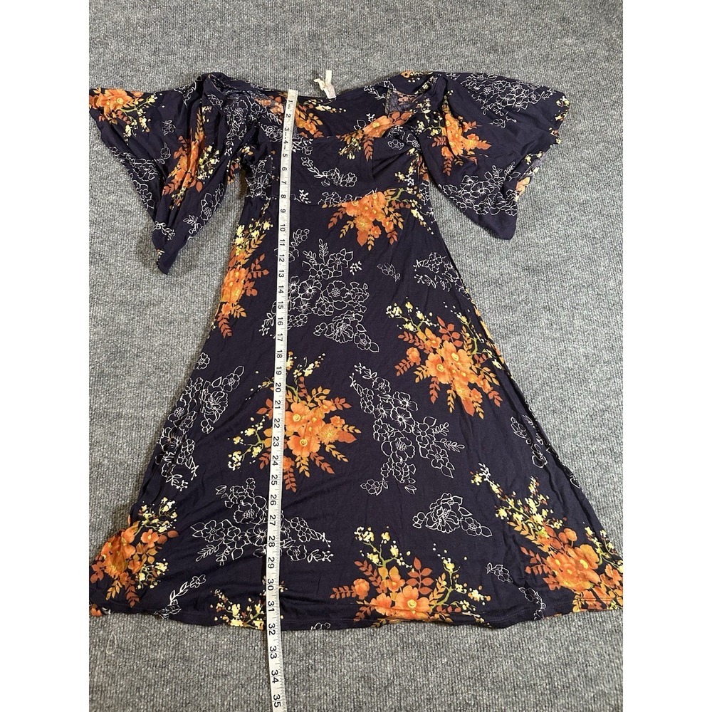 Maeve Anthropologie Women's Small Black Dress A Line Bell Flutter Sleeve Floral - Picture 6 of 7